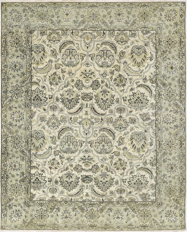 Ivory Indian Ziegler Rug 7' 10" x 9' 8" Hand-Knotted | No. AT45003