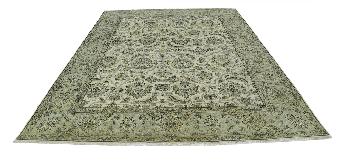 Ivory Indian Ziegler Rug 7' 10" x 9' 8" Hand-Knotted | No. AT45003