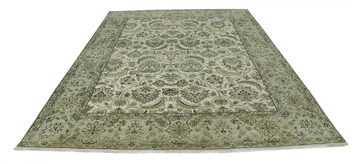 Ivory Indian Ziegler Rug 7' 10" x 9' 8" Hand-Knotted | No. AT45003