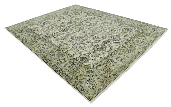 Ivory Indian Ziegler Rug 7' 10" x 9' 8" Hand-Knotted | No. AT45003