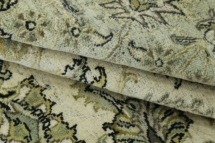 Ivory Indian Ziegler Rug 7' 10" x 9' 8" Hand-Knotted | No. AT45003