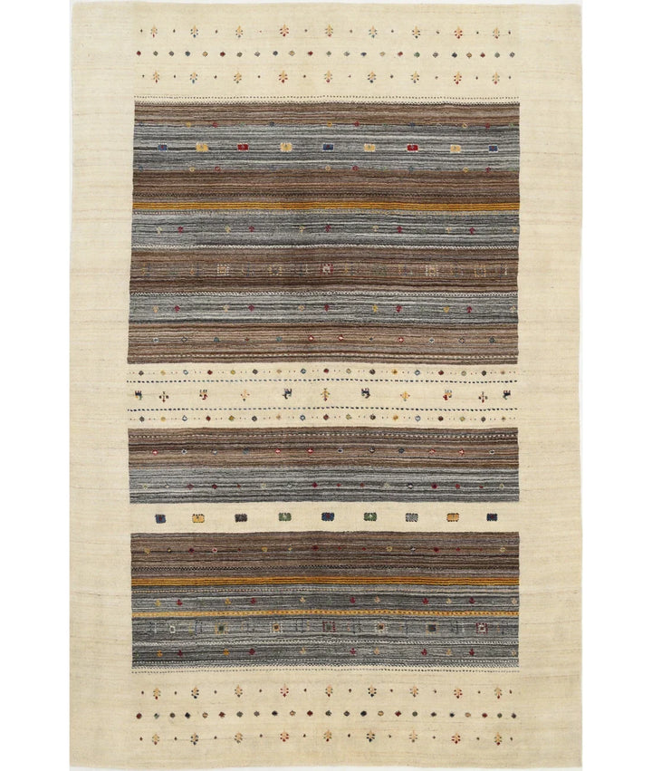 Ivory Indian Lori Rug 6' 5" x 9' 8" Hand-Knotted | No. AT45106