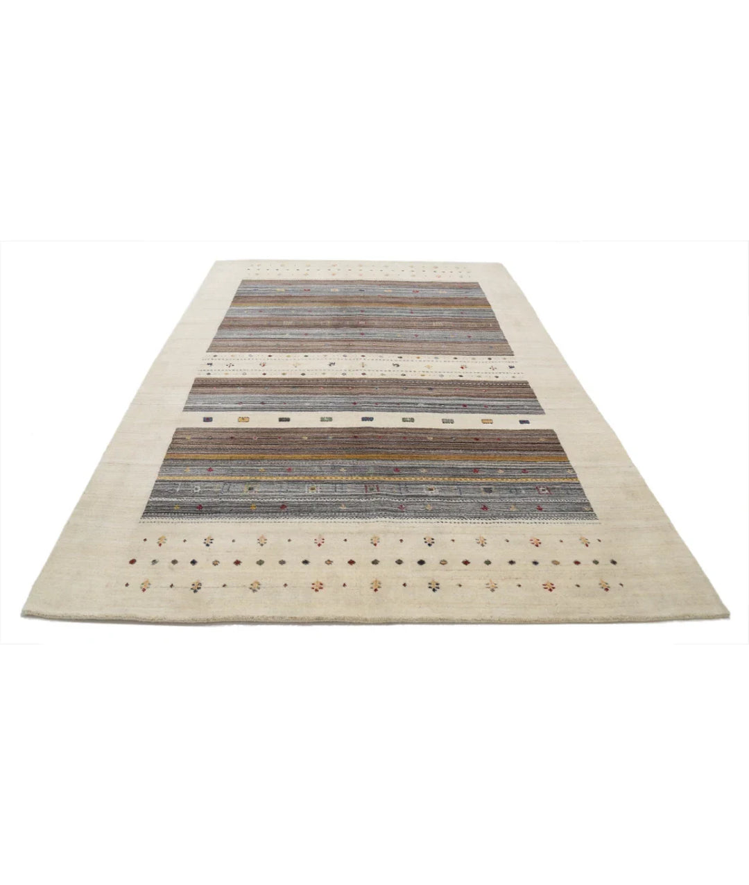 Ivory Indian Lori Rug 6' 5" x 9' 8" Hand-Knotted | No. AT45106