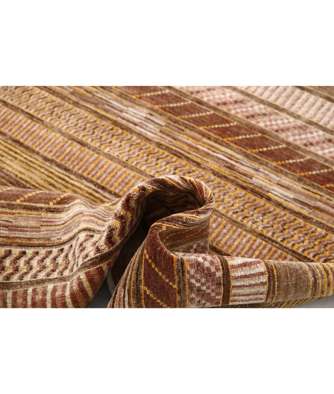Multicolor Afghan Oriental Rug 3'6" x 6'2" Hand-Knotted close-up