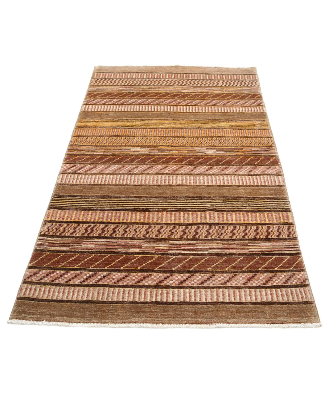 Multicolor Afghan Oriental Rug 3'6" x 6'2" Hand-Knotted field