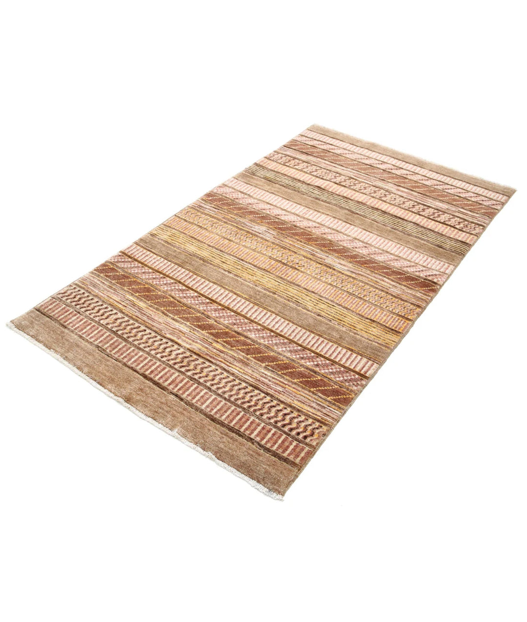 Multicolor Afghan Oriental Rug 3'6" x 6'2" Hand-Knotted texture