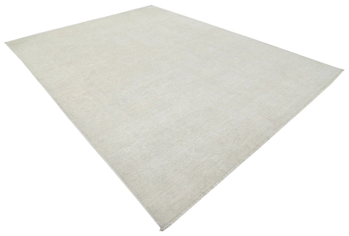 Ivory Afghan Oushak Rug 9' 0" x 11' 6" Hand-Knotted | No. AT45195