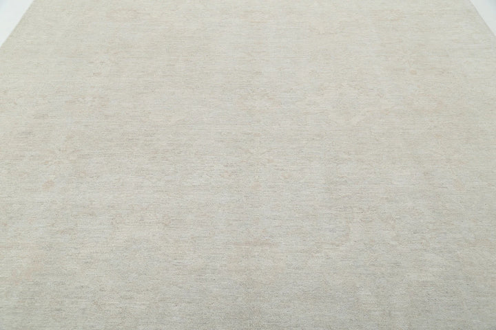 Ivory Afghan Oushak Rug 9' 0" x 11' 6" Hand-Knotted | No. AT45195