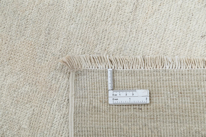 Ivory Afghan Oushak Rug 9' 0" x 11' 6" Hand-Knotted | No. AT45195