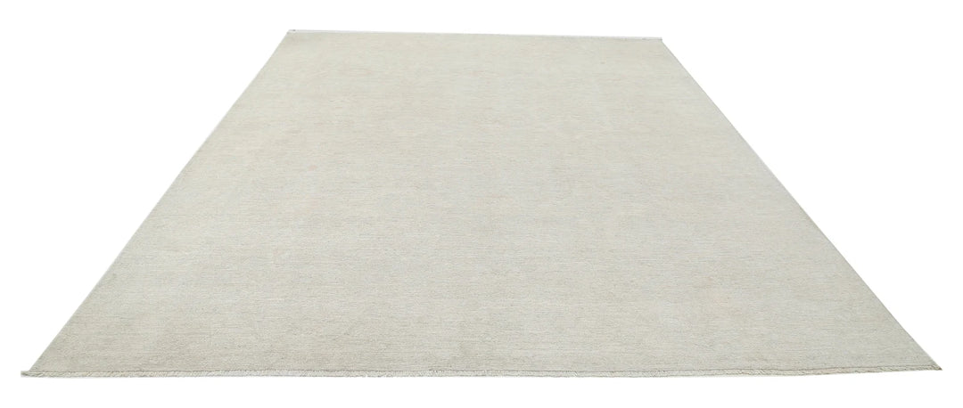 Ivory Afghan Oushak Rug 9' 0" x 11' 6" Hand-Knotted | No. AT45195
