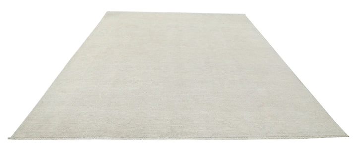 Ivory Afghan Oushak Rug 9' 0" x 11' 6" Hand-Knotted | No. AT45195