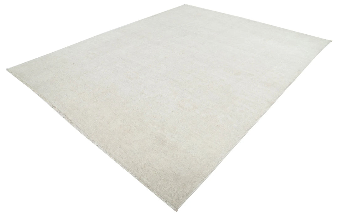 Ivory Afghan Oushak Rug 9' 0" x 11' 6" Hand-Knotted | No. AT45195