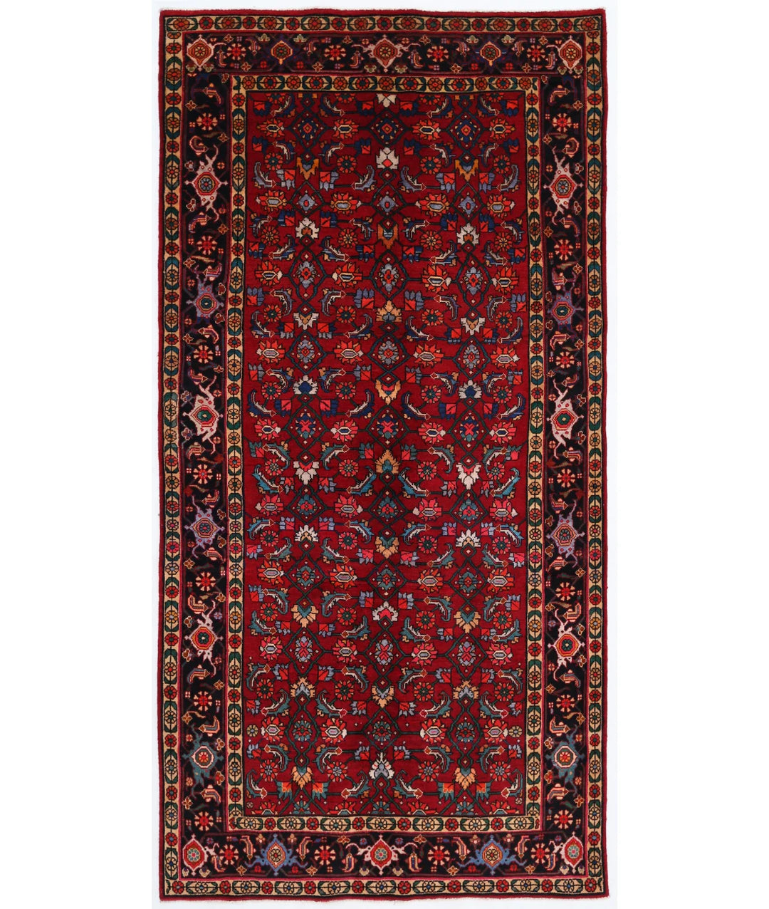 Persian Hamadan Rug 4' 11" x 10' 2" Hand-Knotted | No. AT45247