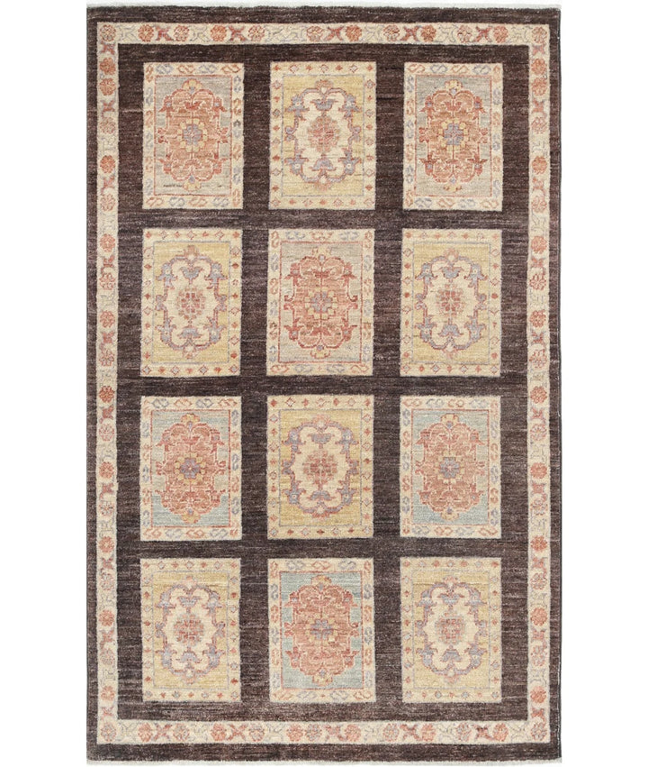 Brown Afghan Bakhtiari Rug 3' 0" x 4' 11" Hand-Knotted | No. AT45294