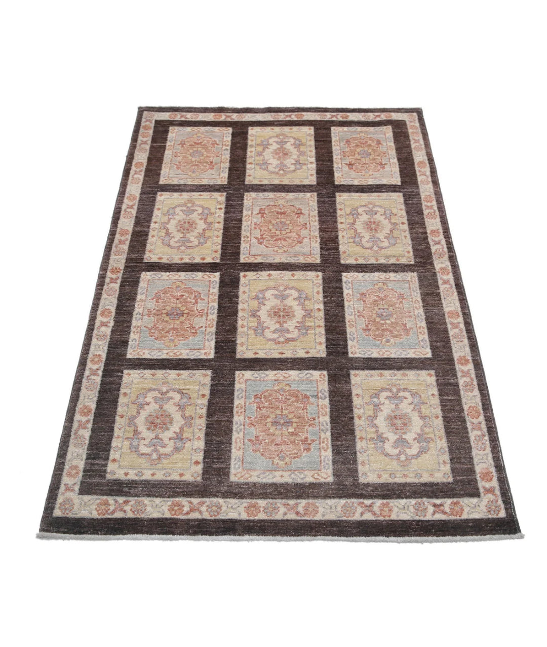Brown Afghan Bakhtiari Rug 3' 0" x 4' 11" Hand-Knotted | No. AT45294