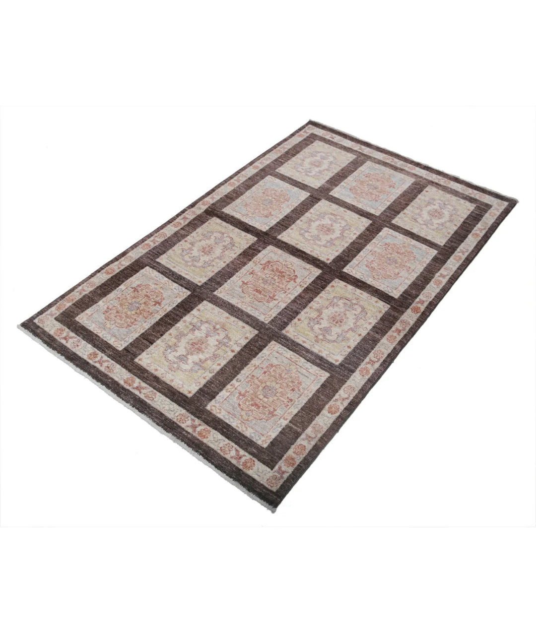 Brown Afghan Bakhtiari Rug 3' 0" x 4' 11" Hand-Knotted | No. AT45294