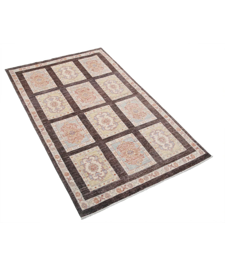 Brown Afghan Bakhtiari Rug 3' 0" x 4' 11" Hand-Knotted | No. AT45294