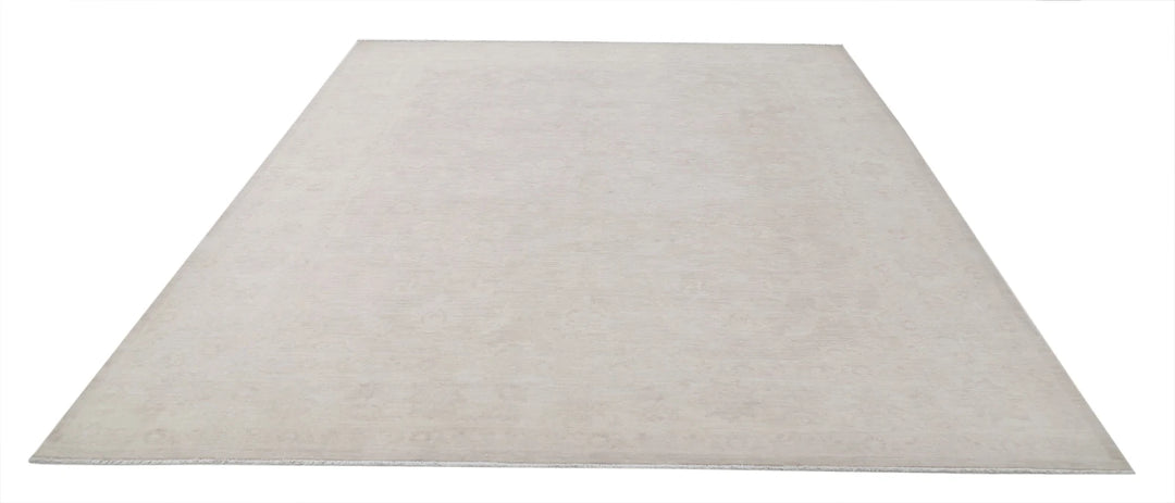 Ivory Afghan Oriental Rug 9' 11" x 12' 4" Hand-Knotted | No. AT45303