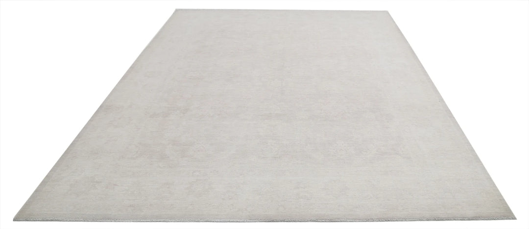 Ivory Afghan Oriental Rug 9' 11" x 12' 4" Hand-Knotted | No. AT45303