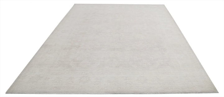 Ivory Afghan Oriental Rug 9' 11" x 12' 4" Hand-Knotted | No. AT45303