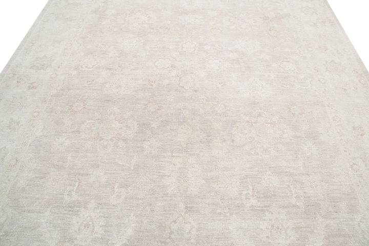 Ivory Afghan Oriental Rug 9' 11" x 12' 4" Hand-Knotted | No. AT45303