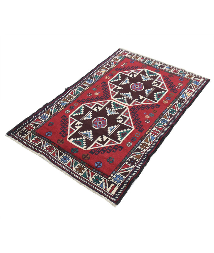 Red Afghan Tribal Rug 2' 11" x 4' 6" Hand-Knotted | No. AT45322