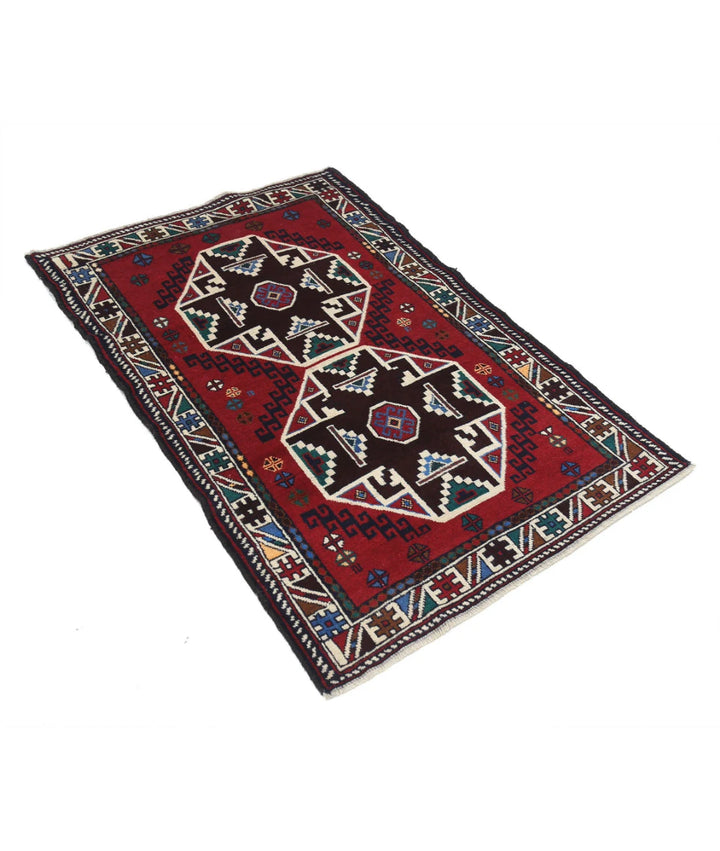 Red Afghan Tribal Rug 2' 11" x 4' 6" Hand-Knotted | No. AT45322
