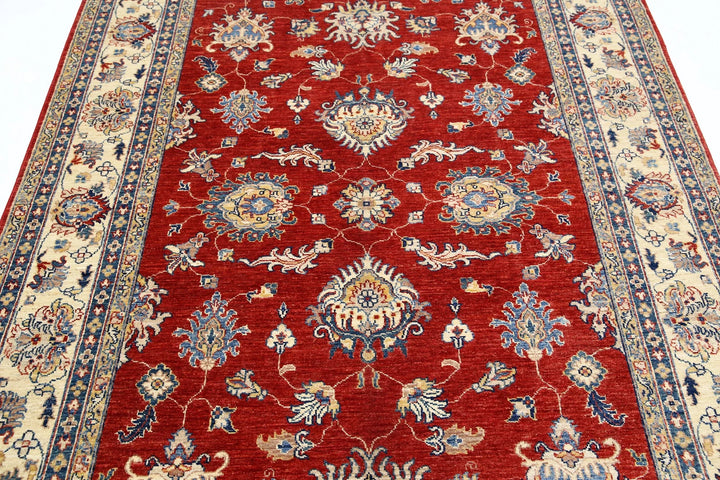 Red Afghan Ziegler Rug 5' 8" x 7' 9" Hand-Knotted | No. AT45739