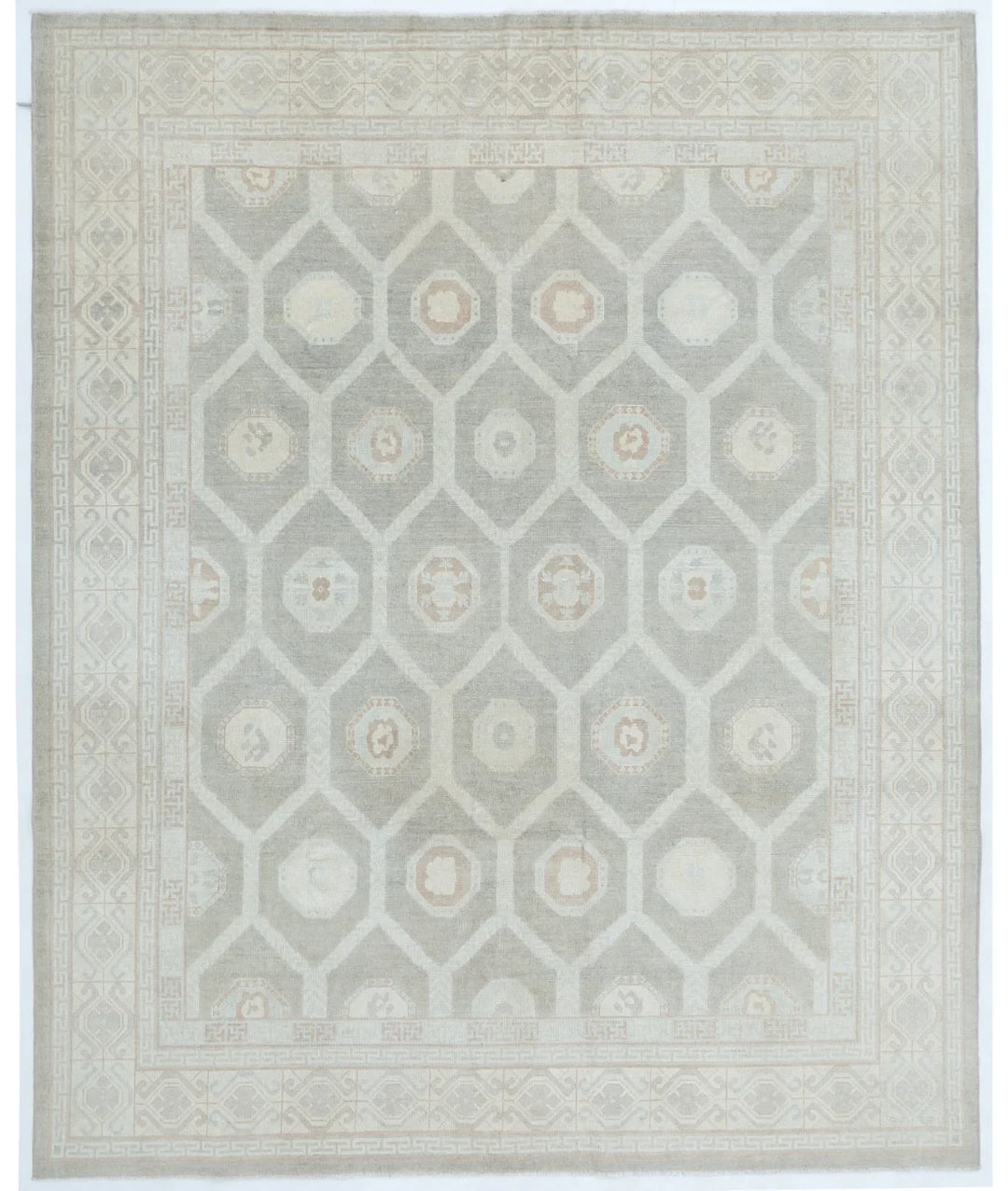 Grey Afghan Khotan Rug 8' 0" x 9' 10" Hand-Knotted | No. AT45783