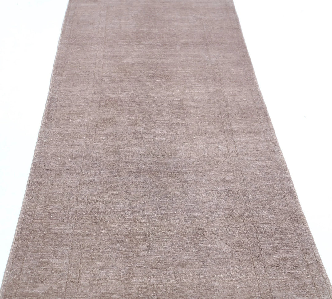 Black Afghan Overdye Rug 3' 1" x 9' 10" Hand-Knotted | No. AT45810