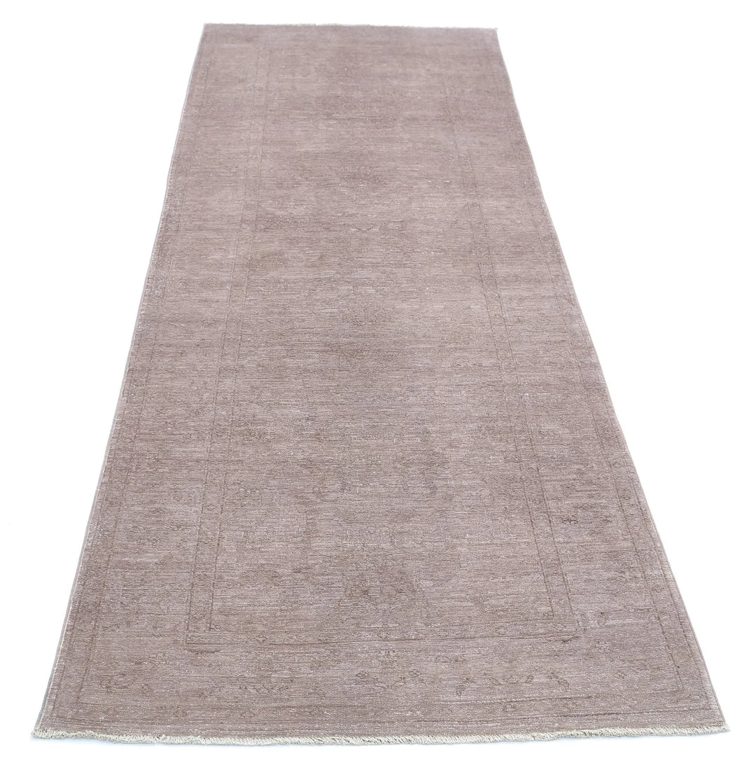 Black Afghan Overdye Rug 3' 1" x 9' 10" Hand-Knotted | No. AT45810