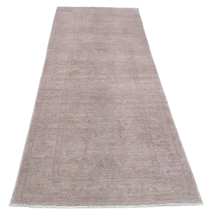 Black Afghan Overdye Rug 3' 1" x 9' 10" Hand-Knotted | No. AT45810
