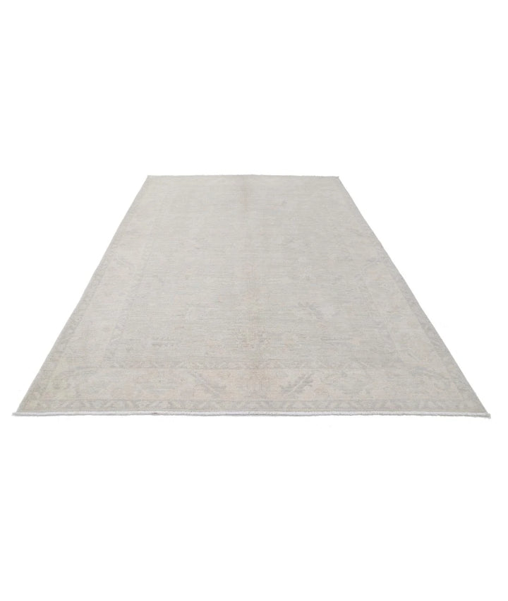Ivory Afghan Oushak Rug 6' 5" x 9' 6" Hand-Knotted | No. AT45826