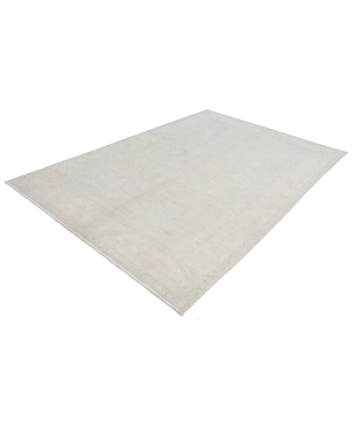 Ivory Afghan Oushak Rug 6' 5" x 9' 6" Hand-Knotted | No. AT45826