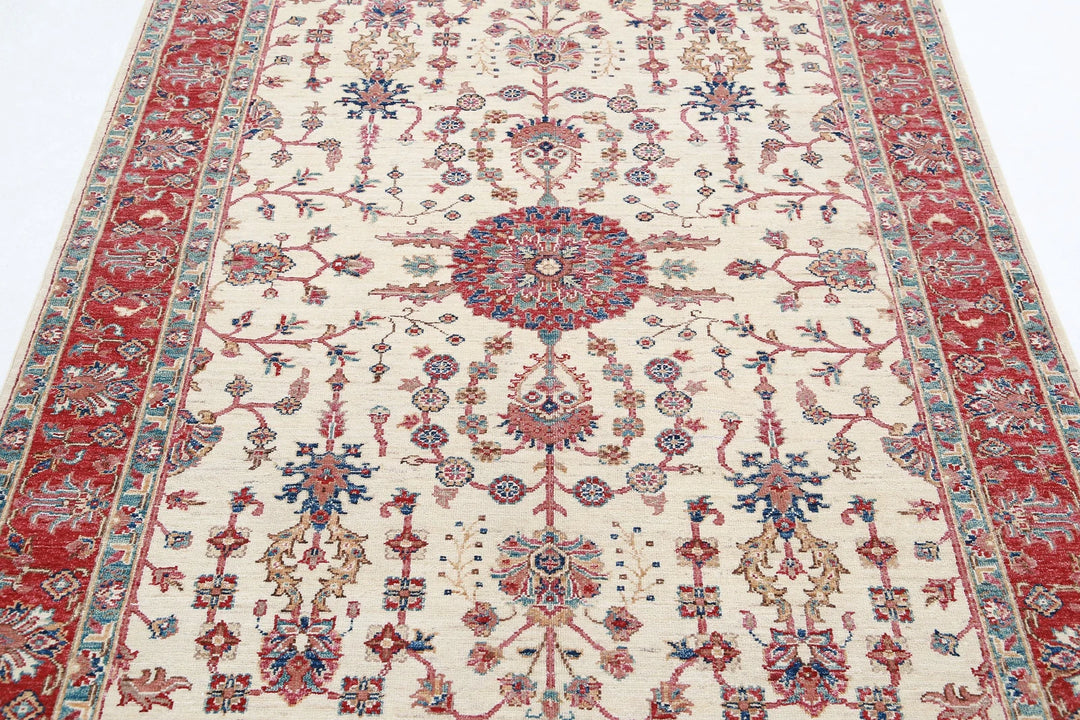 Afghan Ziegler Rug 4' 10" x 6' 5" Hand-Knotted | No. AT45840