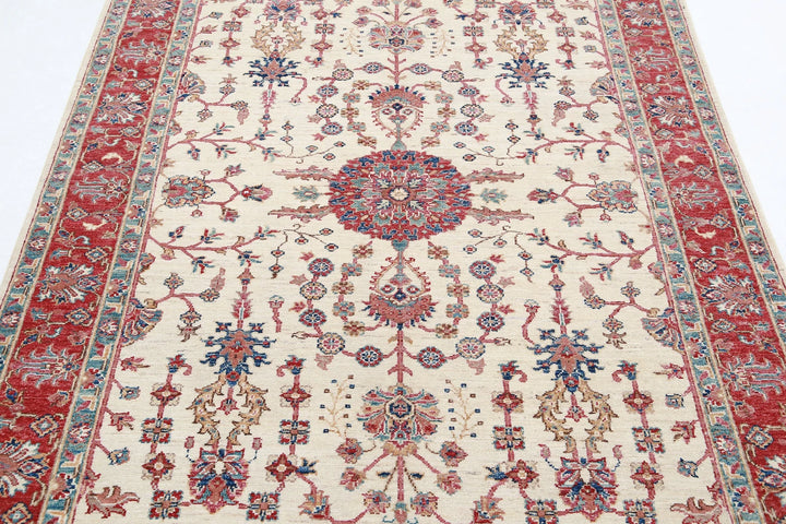 Afghan Ziegler Rug 4' 10" x 6' 5" Hand-Knotted | No. AT45840