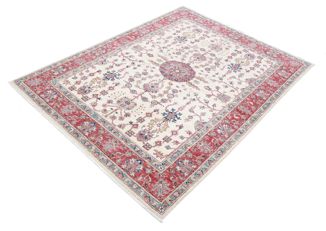 Afghan Ziegler Rug 4' 10" x 6' 5" Hand-Knotted | No. AT45840