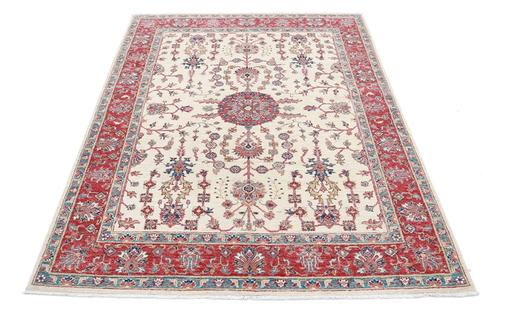 Afghan Ziegler Rug 4' 10" x 6' 5" Hand-Knotted | No. AT45840