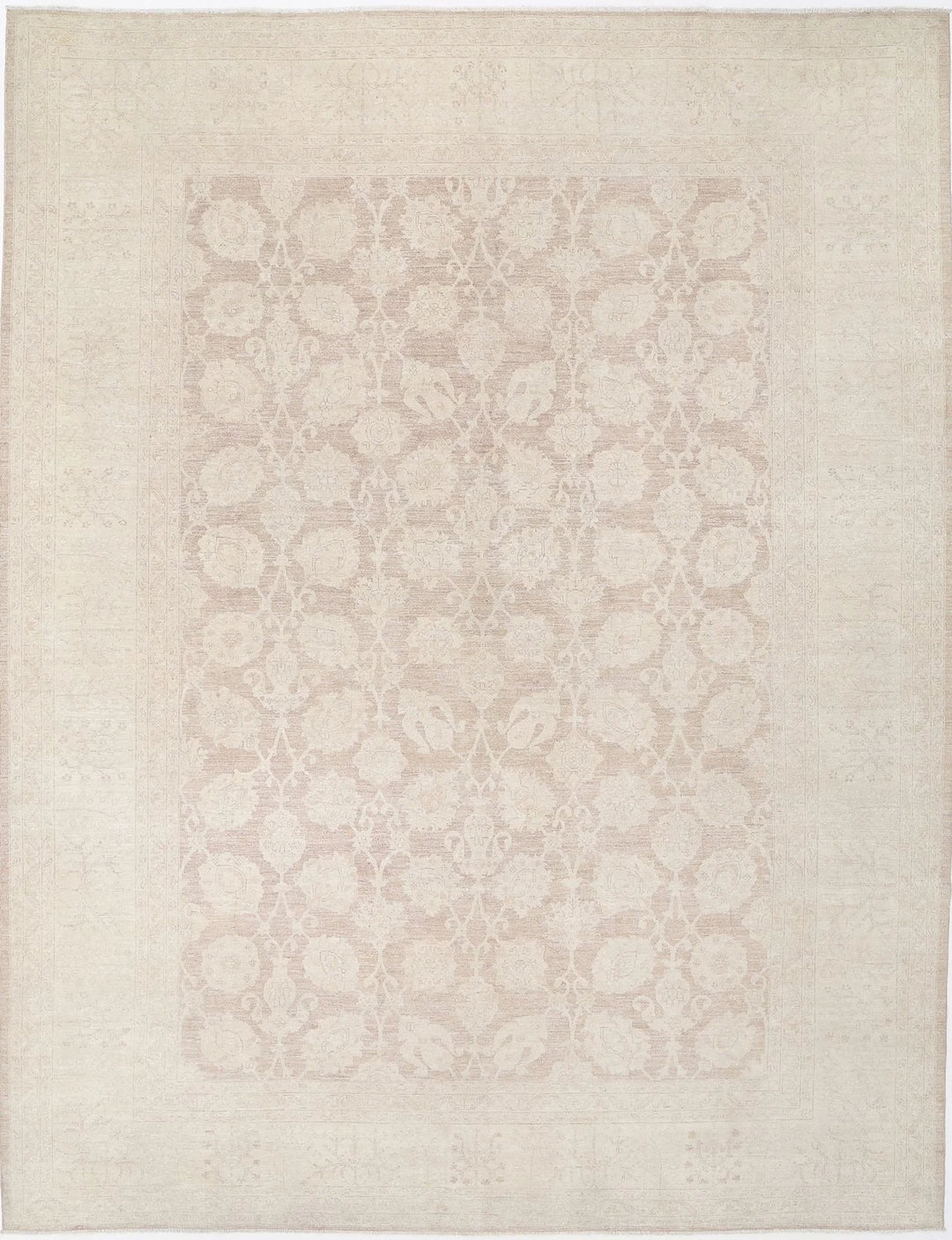 Ivory Afghan Serenity Rug 11' 6" x 14' 11" Hand-Knotted | No. AT45853