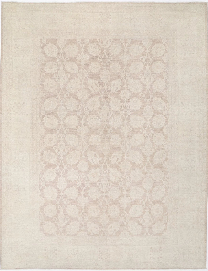 Ivory Afghan Serenity Rug 11' 6" x 14' 11" Hand-Knotted | No. AT45853