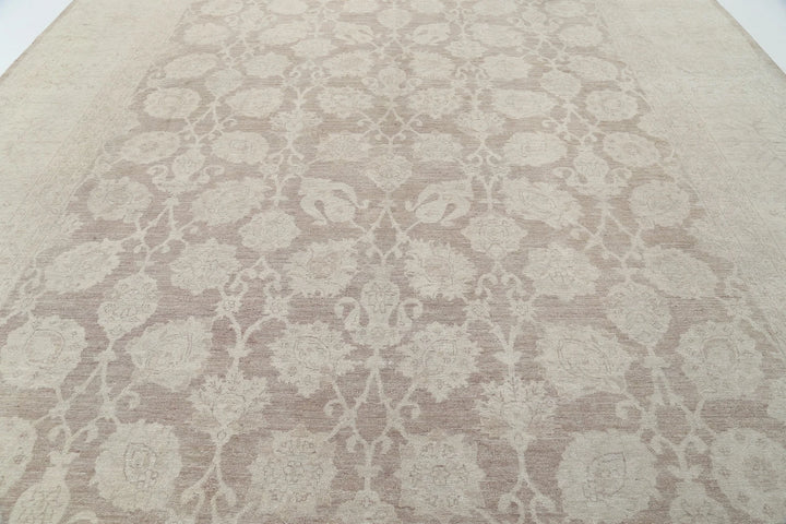 Ivory Afghan Serenity Rug 11' 6" x 14' 11" Hand-Knotted | No. AT45853