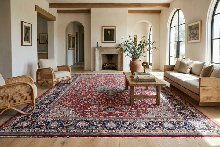 Indian Abstract Rug 8' 1" x 10' 0" Hand-Knotted | No. AT45883