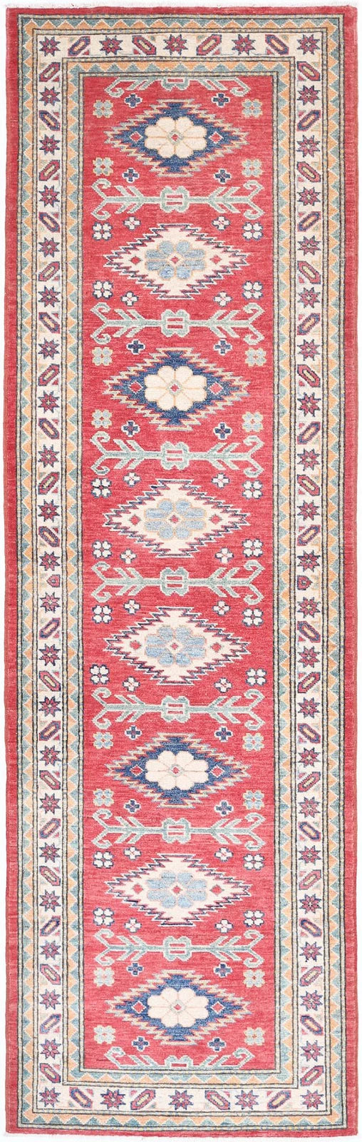 Afghan Tribal Kazak Rug 2' 8" x 9' 6" Hand-Knotted | No. AT45895