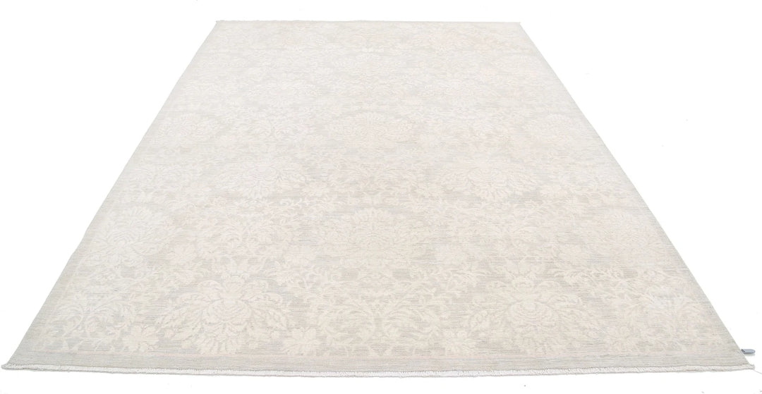 Ivory Afghan Serenity Rug 7' 8" x 10' 2" Hand-Knotted | No. AT46049