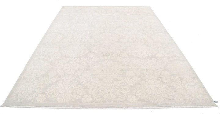 Ivory Afghan Serenity Rug 7' 8" x 10' 2" Hand-Knotted | No. AT46049