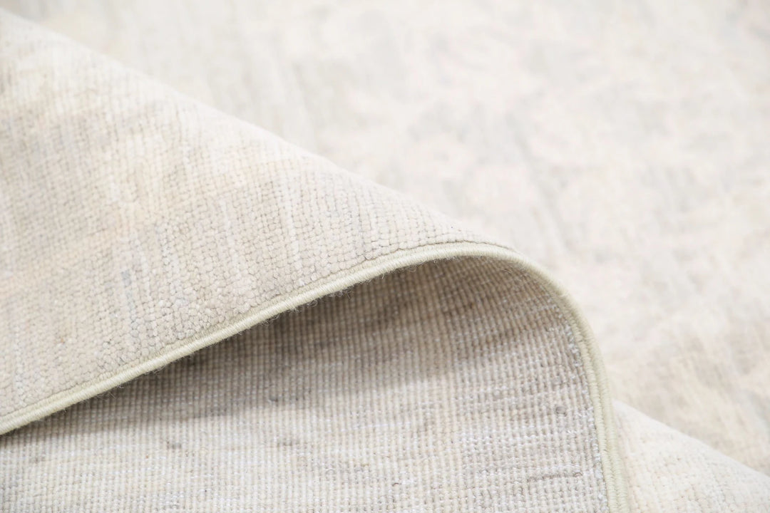 Ivory Afghan Serenity Rug 7' 8" x 10' 2" Hand-Knotted | No. AT46049