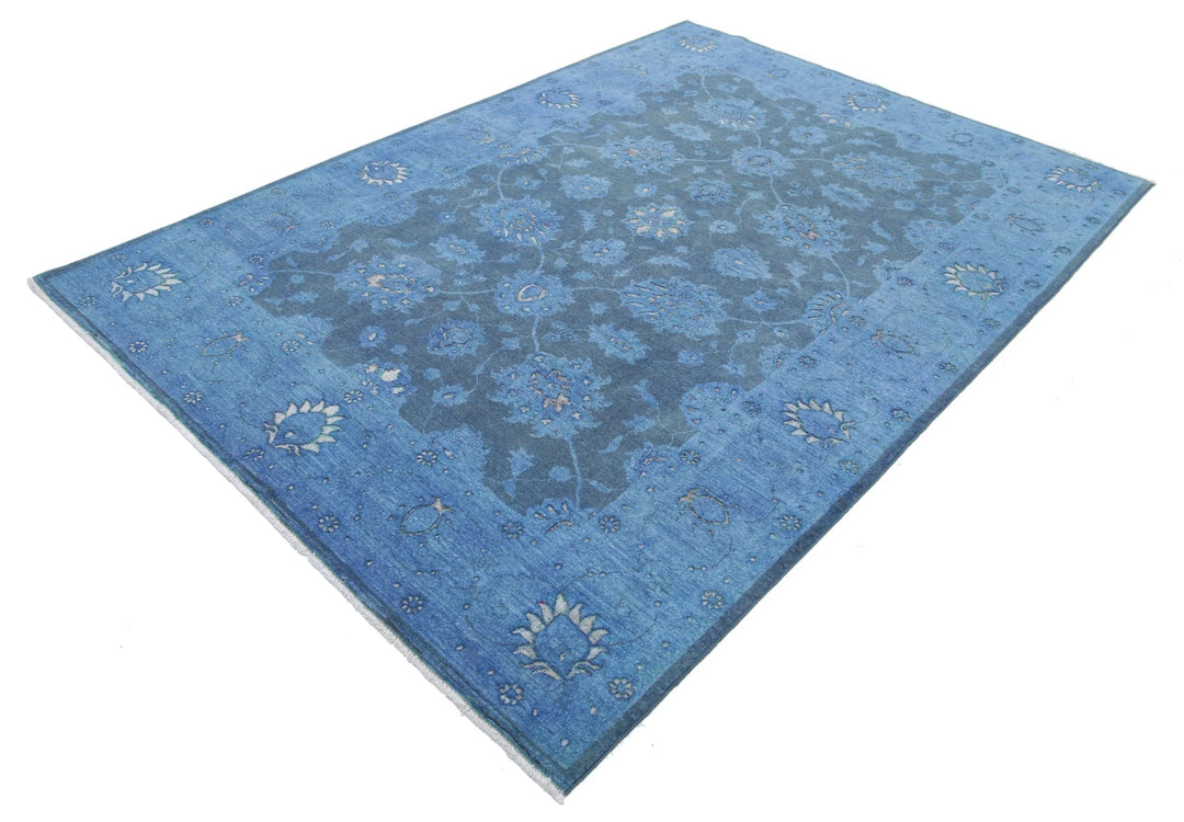 Blue Afghan Oriental Rug 6' 1" x 8' 7" Hand-Knotted | No. AT46069