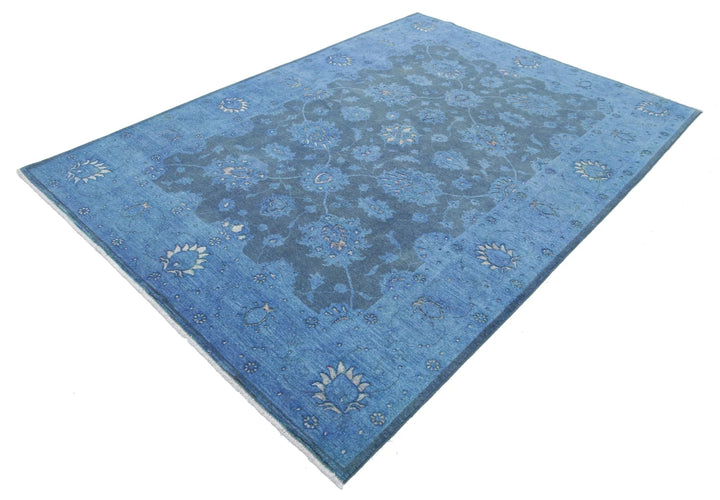 Blue Afghan Oriental Rug 6' 1" x 8' 7" Hand-Knotted | No. AT46069