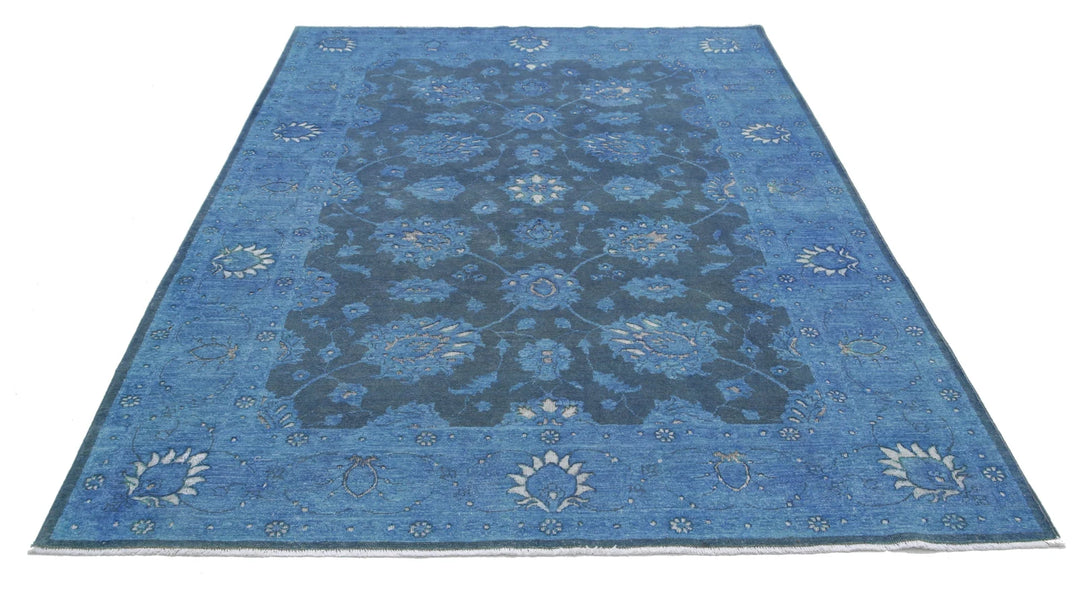 Blue Afghan Oriental Rug 6' 1" x 8' 7" Hand-Knotted | No. AT46069