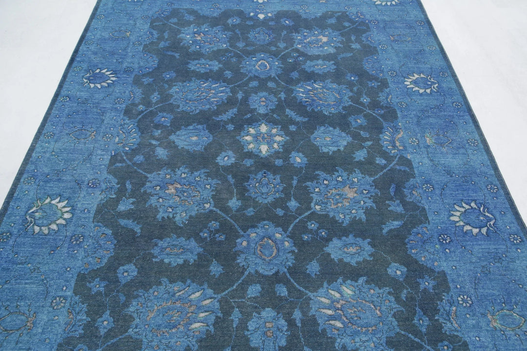 Blue Afghan Oriental Rug 6' 1" x 8' 7" Hand-Knotted | No. AT46069